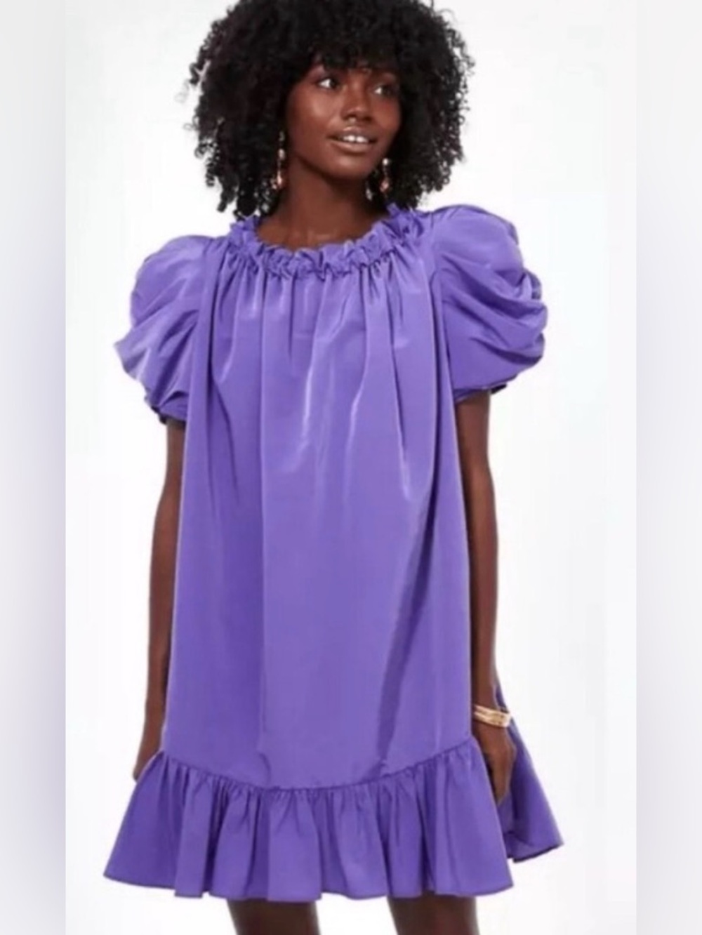 Hyacinth House Tuckernuck Purple Taffeta Tent Mini Dress S/M Party